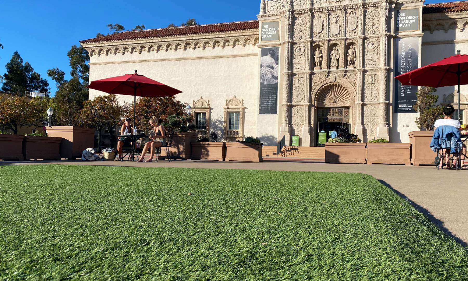 Ground shot of a commercial artificial grass installation from SYNLawn