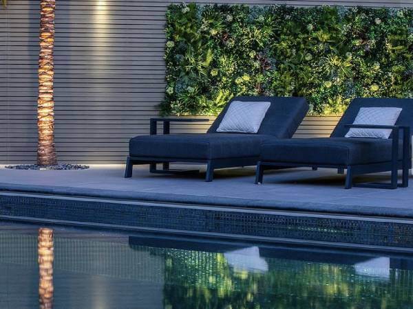 Living wall accented pool area