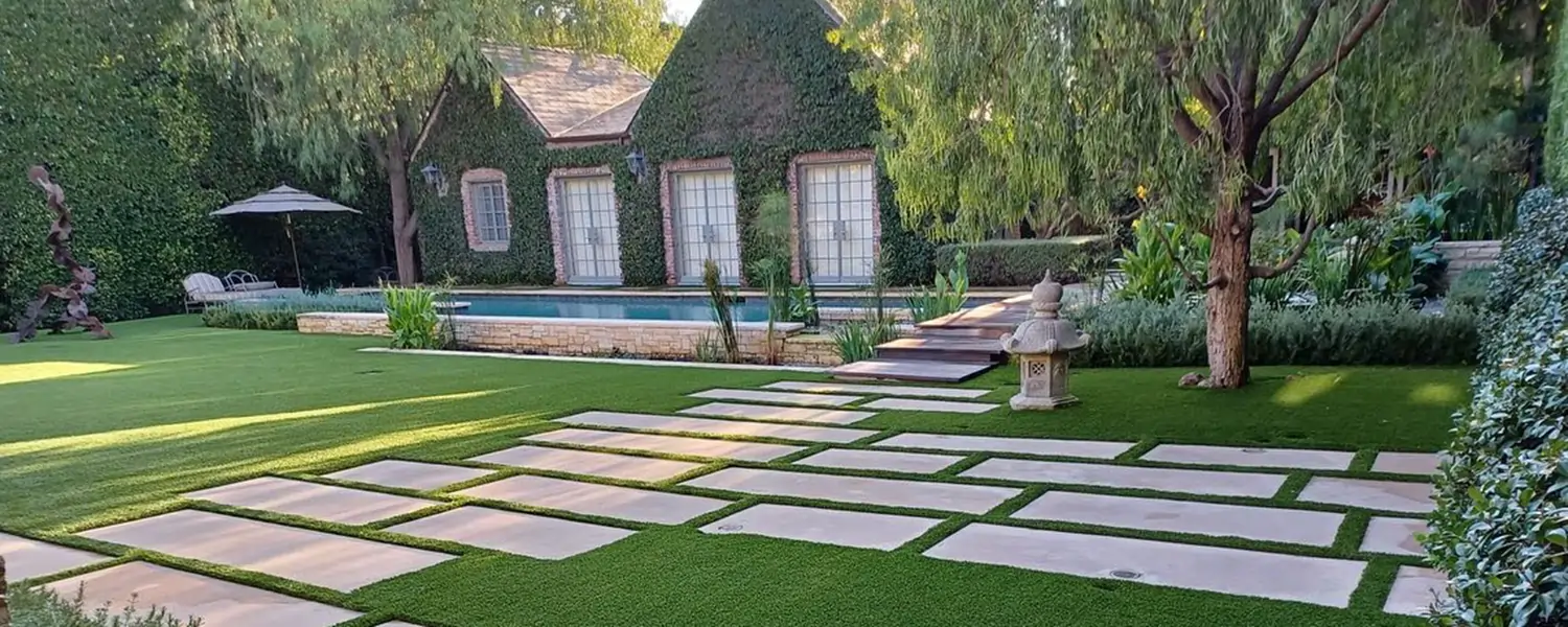 Artificial grass backyard installed by SYNLawn