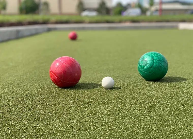 Artificial grass bocce ball court