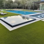 residential artificial grass lawn poolside