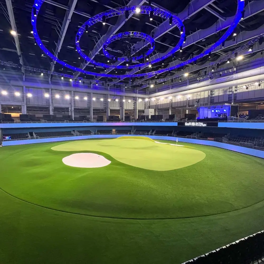 indoor commercial artificial golf grass installed by SYNLawn